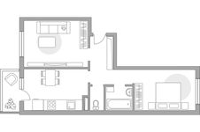 Планировка 2-комнатной квартиры, 50 м2