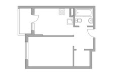 Планировка 1-комнатной квартиры, 34,4 м2