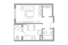 Планировка 1-комнатной квартиры, 32 м2
