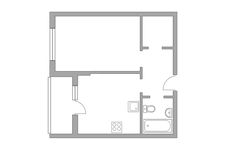 Планировка 1-комнатной квартиры, 37,6 м2