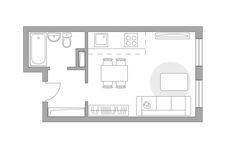 Планировка квартиры студии, 23 м2
