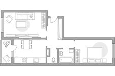 Планировка 2-комнатной квартиры, 54,3 м2