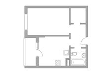 Планировка 1-комнатной квартиры, 37,4 м2