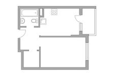 Планировка 1-комнатной квартиры, 34,4 м2