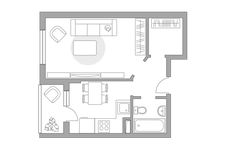 Планировка 1-комнатной квартиры, 35,3 м2