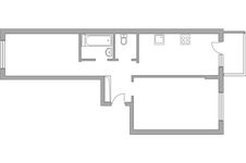 Планировка 2-комнатной квартиры, 54,5 м2