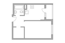 Планировка 1-комнатной квартиры, 34,8 м2