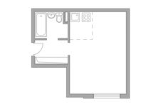 Планировка квартиры студии, 26,7 м2