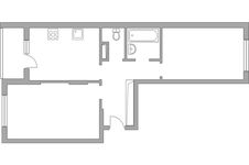 Планировка 2-комнатной квартиры, 54,3 м2