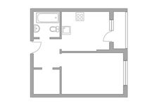 Планировка 1-комнатной квартиры, 33,7 м2