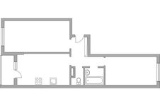 Планировка 2-комнатной квартиры, 59,7 м2