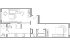 Планировка 2-комнатной квартиры, 60,9 м2