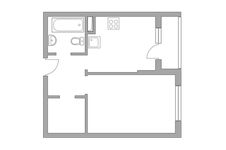 Планировка 1-комнатной квартиры, 33,4 м2