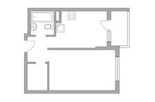 Планировка 1-комнатной квартиры, 34,5 м2