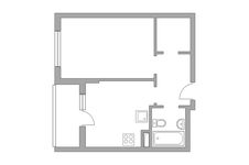 Планировка квартиры студии, 37 м2