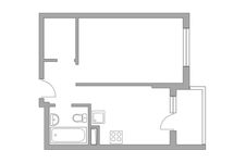 Планировка 1-комнатной квартиры, 34,5 м2