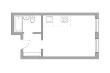 Планировка квартиры студии, 23,4 м2