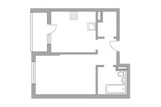 Планировка 1-комнатной квартиры, 38,5 м2