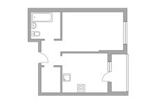 Планировка 1-комнатной квартиры, 37 м2