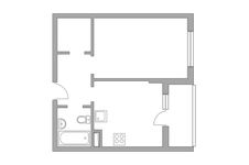 Планировка 1-комнатной квартиры, 37,4 м2