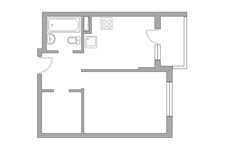 Планировка 1-комнатной квартиры, 34,4 м2