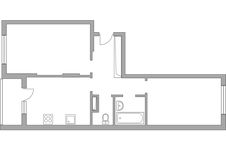Планировка 2-комнатной квартиры, 54,3 м2