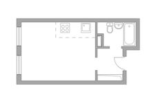 Планировка квартиры студии, 23 м2
