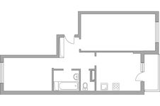 Планировка 2-комнатной квартиры, 56 м2