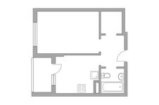 Планировка 1-комнатной квартиры, 33 м2