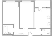 Планировка 2-комнатной квартиры, 53,1 м2