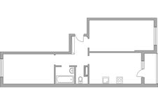 Планировка 2-комнатной квартиры, 61 м2
