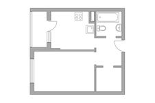 Планировка 1-комнатной квартиры, 33,7 м2