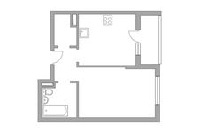 Планировка 1-комнатной квартиры, 38,6 м2