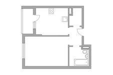 Планировка 1-комнатной квартиры, 38 м2