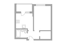 Планировка 1-комнатной квартиры, 33,2 м2