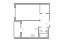 Планировка 1-комнатной квартиры, 37,2 м2