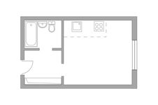 Планировка квартиры студии, 22,5 м2