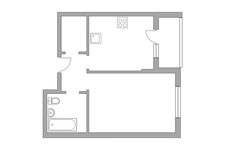 Планировка 1-комнатной квартиры, 38,4 м2