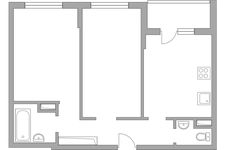 Планировка 2-комнатной квартиры, 52,6 м2