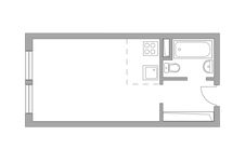 Планировка квартиры студии, 23,9 м2