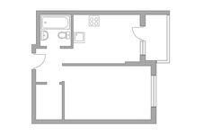 Планировка 1-комнатной квартиры, 34,8 м2