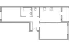 Планировка 2-комнатной квартиры, 51,4 м2