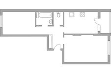 Планировка 2-комнатной квартиры, 51,8 м2