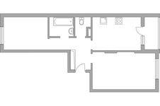Планировка 2-комнатной квартиры, 51 м2