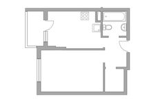 Планировка 1-комнатной квартиры, 34,4 м2