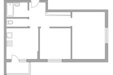 Планировка 2-комнатной квартиры, 52,6 м2