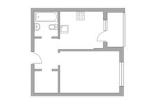 Планировка 1-комнатной квартиры, 33,7 м2