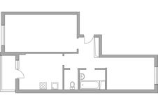 Планировка 2-комнатной квартиры, 56,4 м2