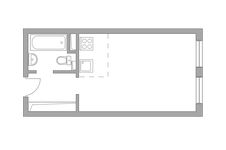 Планировка квартиры студии, 23,9 м2