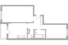 Планировка 2-комнатной квартиры, 56 м2